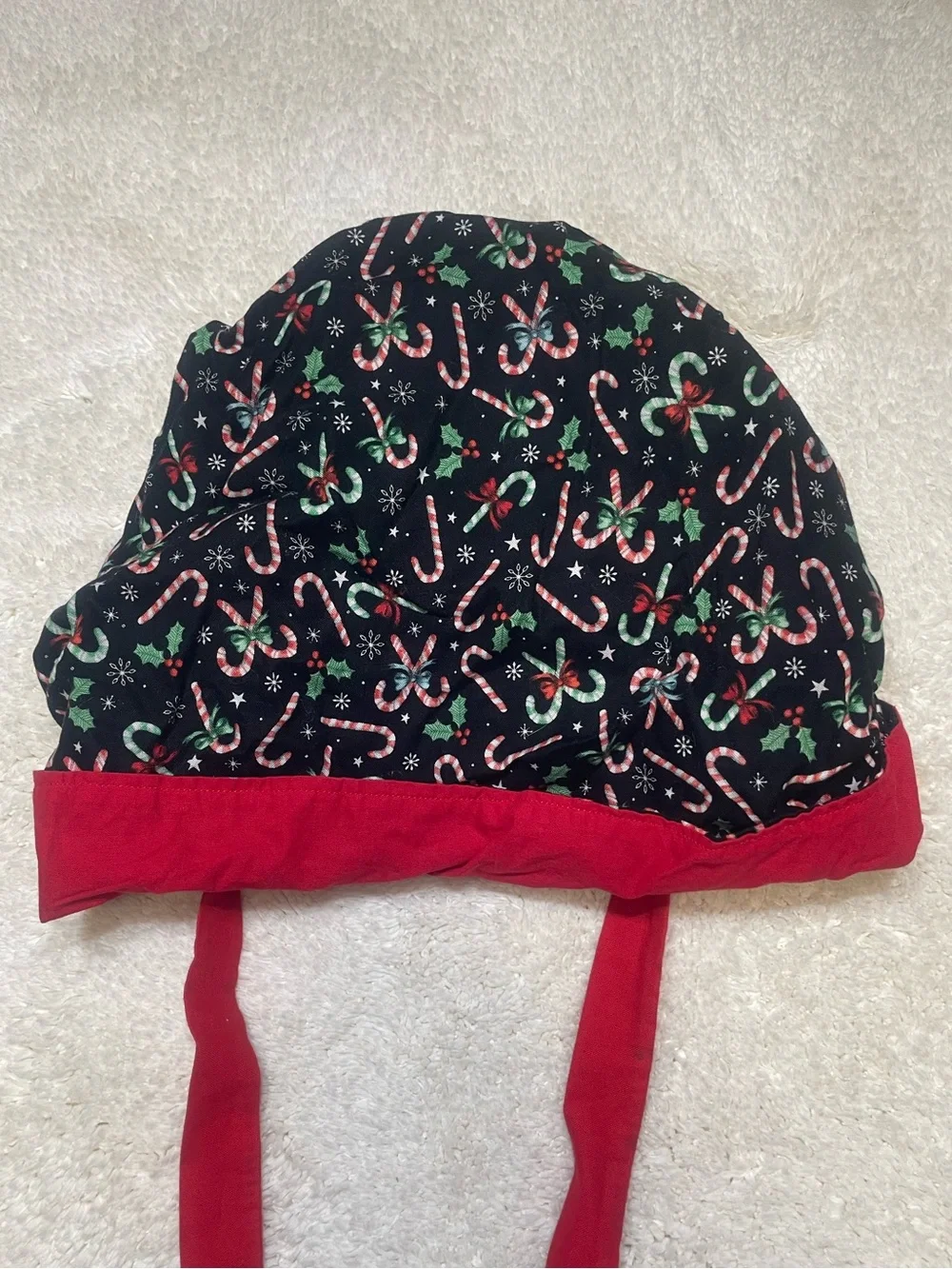 Bonnet Surgical Scrub Cap Candy Cane Christmas | Like New Tie Back Elastic
